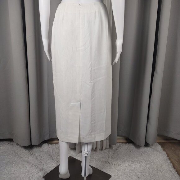 Larry Levine Petite 6P White Textured Midi Pencil Skirt Career Lined 31'' - Picture 3 of 9